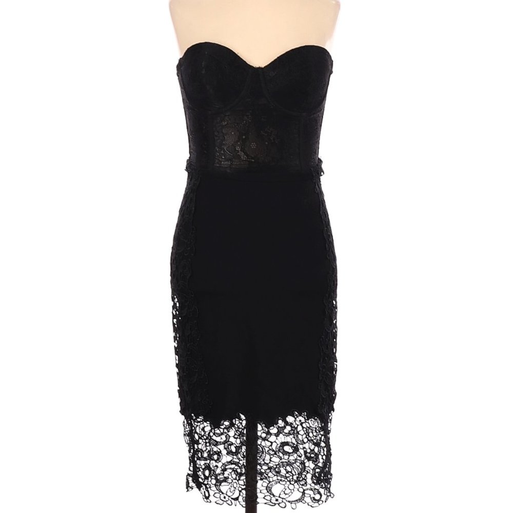 Guess Black Bustier Lace Dress